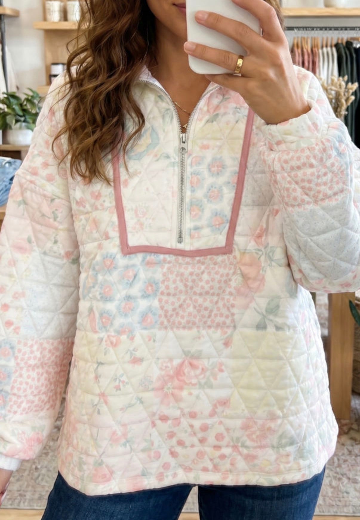 Quilted Patchwork Quarter Zip (Pre-Order ETA August)