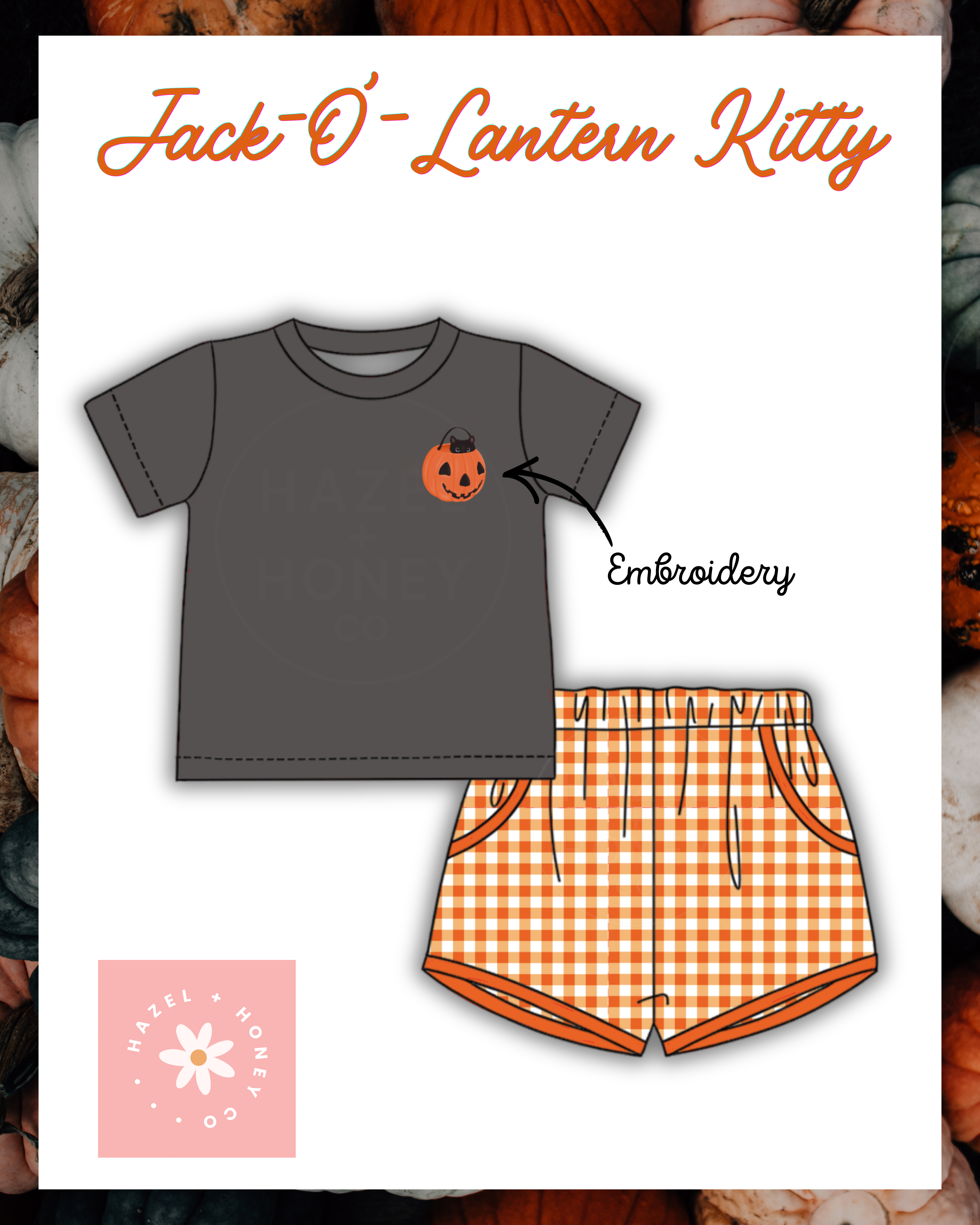 Jack O Lantern Kitty Shorts Set (Pre-Order ETA August)