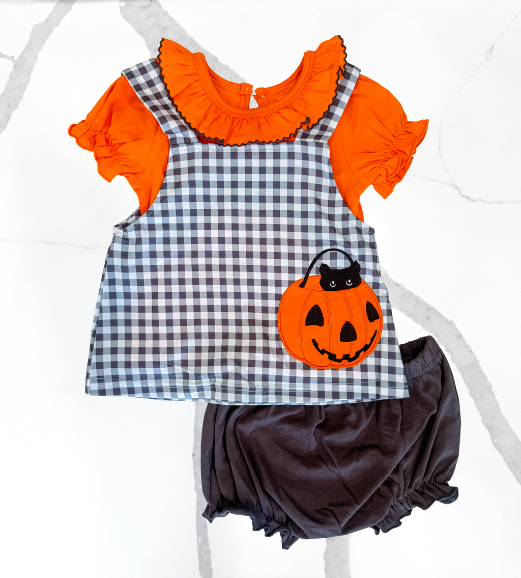 Jack O Lantern Kitty 3 Piece Bloomer Set Extras