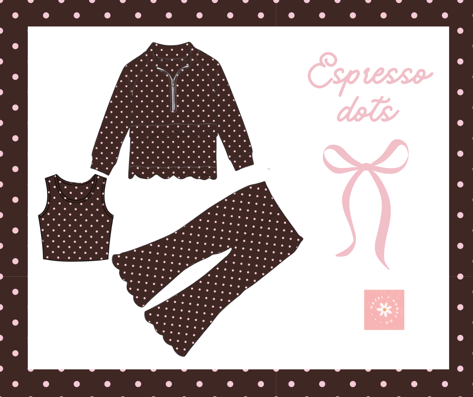 Espresso Dots 3 Piece Pants Set (Pre-Order ETA Mid November)